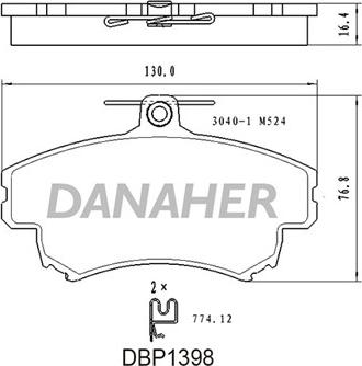 Danaher DBP1398 - Brake Pad Set, disc brake autospares.lv