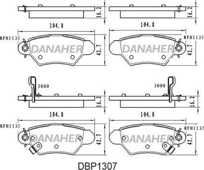 Danaher DBP1307 - Brake Pad Set, disc brake autospares.lv