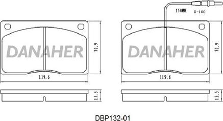 Danaher DBP132-01 - Brake Pad Set, disc brake autospares.lv