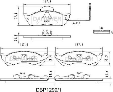 Danaher DBP1299/1 - Brake Pad Set, disc brake autospares.lv