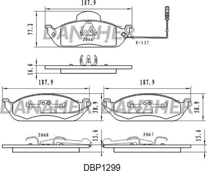 Danaher DBP1299 - Brake Pad Set, disc brake autospares.lv