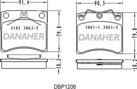 Danaher DBP1206 - Brake Pad Set, disc brake autospares.lv