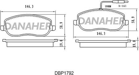 Danaher DBP1792 - Brake Pad Set, disc brake autospares.lv