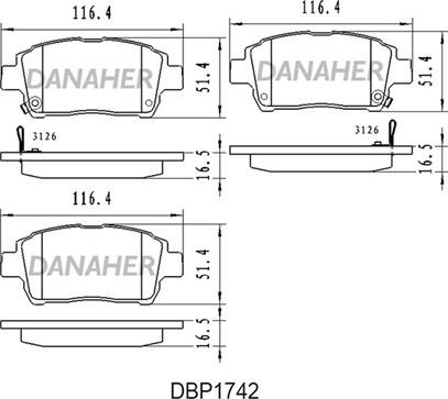 Danaher DBP1742 - Brake Pad Set, disc brake autospares.lv