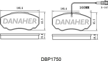 Danaher DBP1750 - Brake Pad Set, disc brake autospares.lv