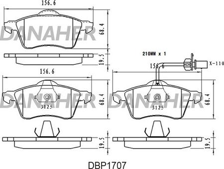 Danaher DBP1707 - Brake Pad Set, disc brake autospares.lv