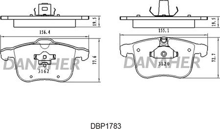 Danaher DBP1783 - Brake Pad Set, disc brake autospares.lv