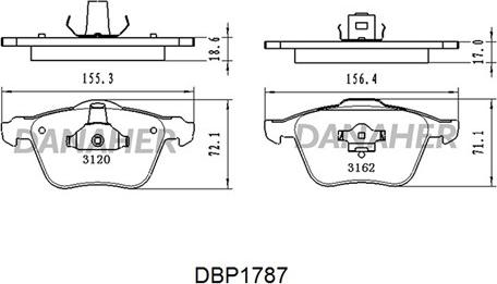 Danaher DBP1787 - Brake Pad Set, disc brake autospares.lv