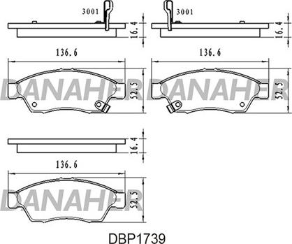 Danaher DBP1739 - Brake Pad Set, disc brake autospares.lv