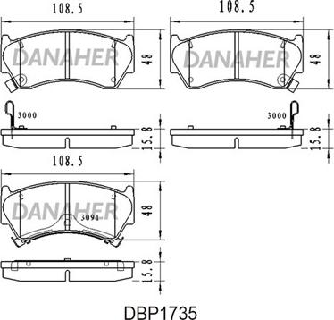 Danaher DBP1735 - Brake Pad Set, disc brake autospares.lv