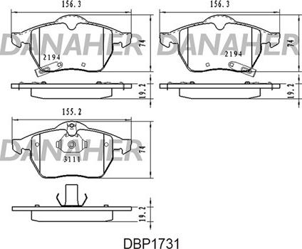 Danaher DBP1731 - Brake Pad Set, disc brake autospares.lv