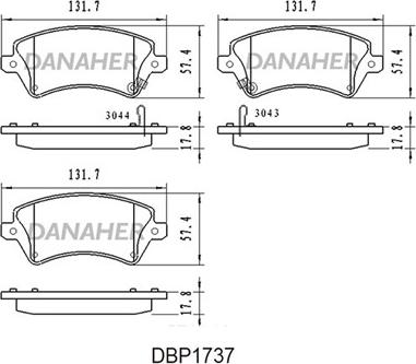 Danaher DBP1737 - Brake Pad Set, disc brake autospares.lv