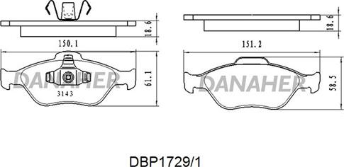 Danaher DBP1729/1 - Brake Pad Set, disc brake autospares.lv