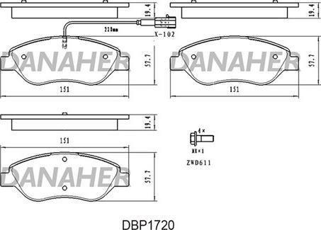 Danaher DBP1720 - Brake Pad Set, disc brake autospares.lv