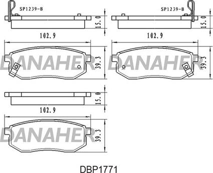 Danaher DBP1771 - Brake Pad Set, disc brake autospares.lv