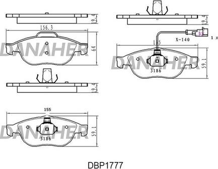 Danaher DBP1777 - Brake Pad Set, disc brake autospares.lv