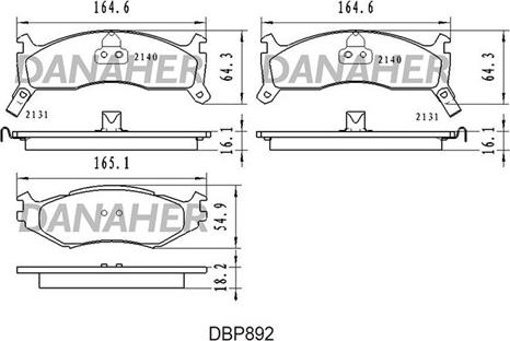 Danaher DBP892 - Brake Pad Set, disc brake autospares.lv