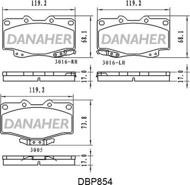 Danaher DBP854 - Brake Pad Set, disc brake autospares.lv