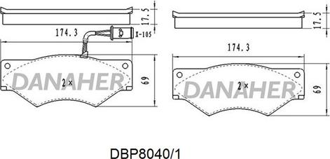 Danaher DBP8040/1 - Brake Pad Set, disc brake autospares.lv