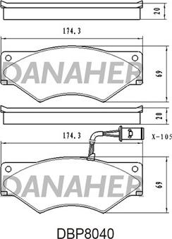 Danaher DBP8040 - Brake Pad Set, disc brake autospares.lv