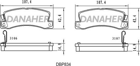 Danaher DBP834 - Brake Pad Set, disc brake autospares.lv