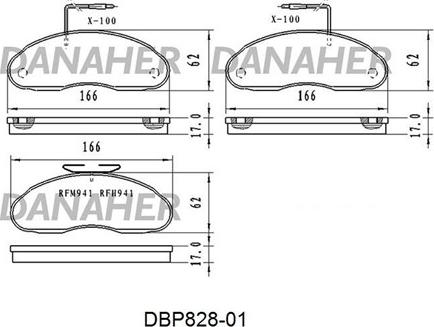 Danaher DBP828-01 - Brake Pad Set, disc brake autospares.lv