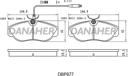 Danaher DBP877 - Brake Pad Set, disc brake autospares.lv