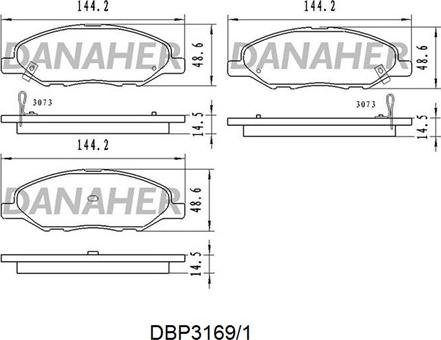 Danaher DBP3169/1 - Brake Pad Set, disc brake autospares.lv