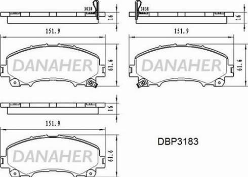 Danaher DBP3183 - Brake Pad Set, disc brake autospares.lv