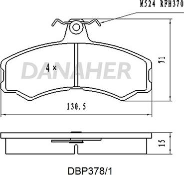 Danaher DBP378/1 - Brake Pad Set, disc brake autospares.lv