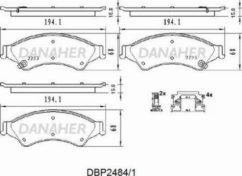 Danaher DBP2484/1 - Brake Pad Set, disc brake autospares.lv