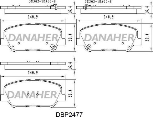 Danaher DBP2477 - Brake Pad Set, disc brake autospares.lv