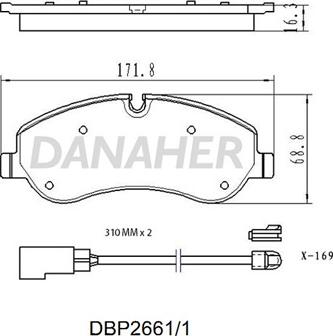 Danaher DBP2661/1 - Brake Pad Set, disc brake autospares.lv