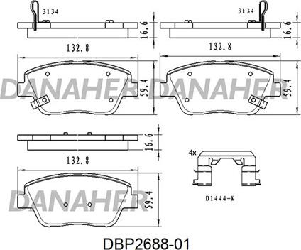 Danaher DBP2688-01 - Brake Pad Set, disc brake autospares.lv