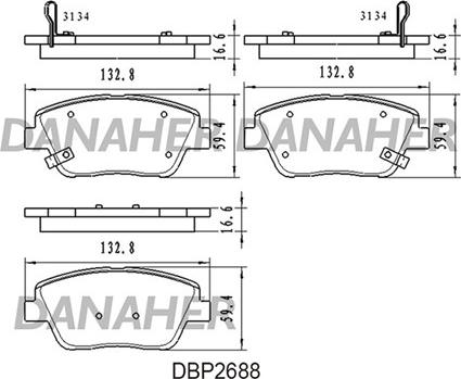 Danaher DBP2688 - Brake Pad Set, disc brake autospares.lv