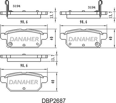 Danaher DBP2687 - Brake Pad Set, disc brake autospares.lv