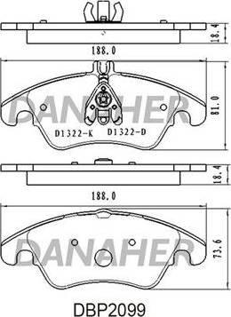 Danaher DBP2099 - Brake Pad Set, disc brake autospares.lv