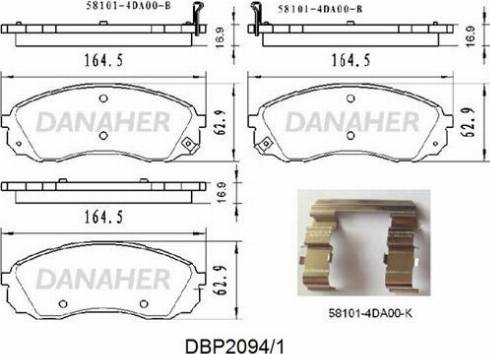 Danaher DBP2094/1 - Brake Pad Set, disc brake autospares.lv