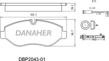Danaher DBP2043-01 - Brake Pad Set, disc brake autospares.lv