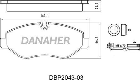 Danaher DBP2043-03 - Brake Pad Set, disc brake autospares.lv