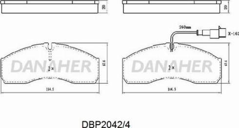 Danaher DBP2042/4 - Brake Pad Set, disc brake autospares.lv