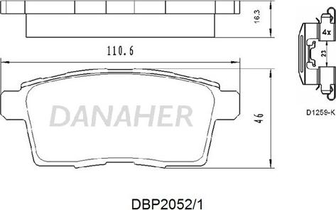 Danaher DBP2052/1 - Brake Pad Set, disc brake autospares.lv