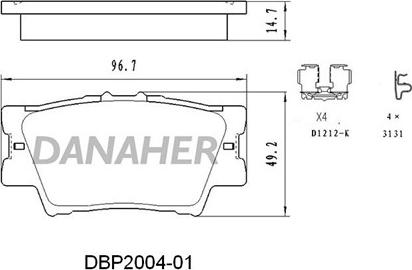 Danaher DBP2004-01 - Brake Pad Set, disc brake autospares.lv