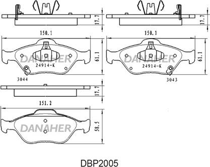 Danaher DBP2005 - Brake Pad Set, disc brake autospares.lv