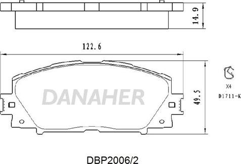 Danaher DBP2006/2 - Brake Pad Set, disc brake autospares.lv