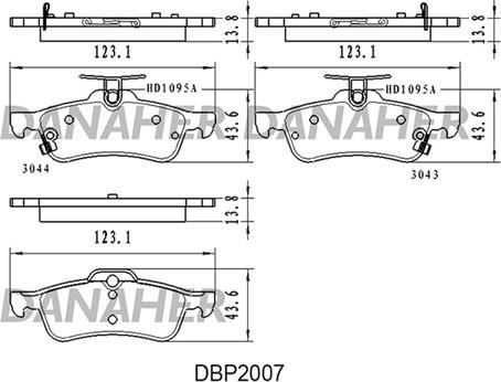 Danaher DBP2007 - Brake Pad Set, disc brake autospares.lv