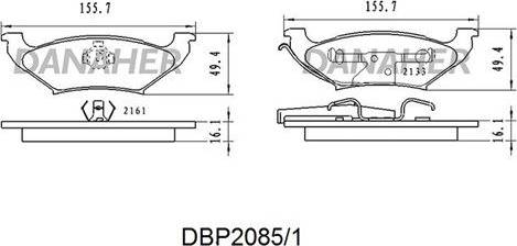 Danaher DBP2085/1 - Brake Pad Set, disc brake autospares.lv