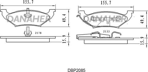 Danaher DBP2085 - Brake Pad Set, disc brake autospares.lv