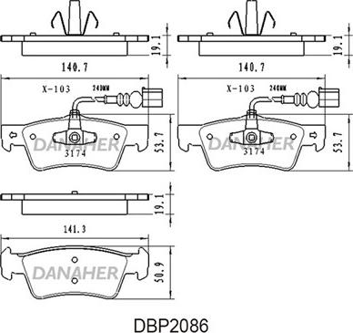 Danaher DBP2086 - Brake Pad Set, disc brake autospares.lv