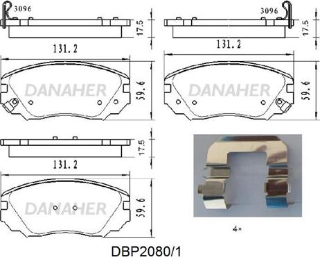 Danaher DBP2080/1 - Brake Pad Set, disc brake autospares.lv